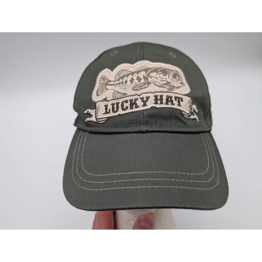 Lucky Hat Fishing Bass Patch Baseball Cap Olive Green Snapback Trucker Hat Mens
